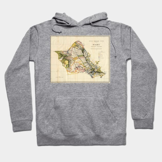 Vintage Map of Oahu Hawaii (1906) Hoodie by Bravuramedia